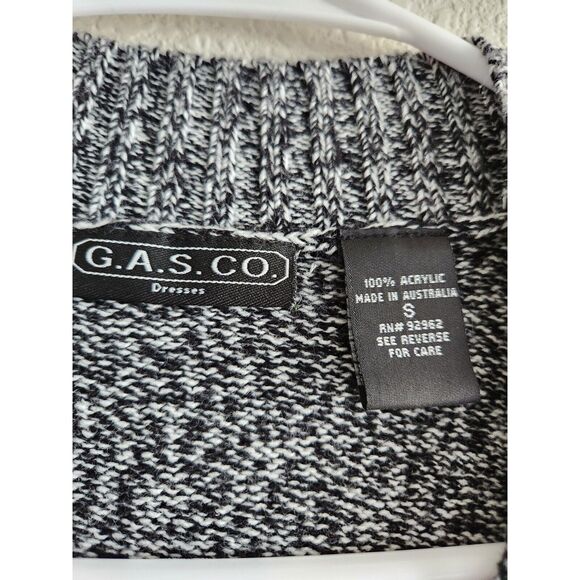 G.A.S. CO Womens Sz S Sleeveless Knit Sweater Dress Knee Length Black White - Picture 2 of 3